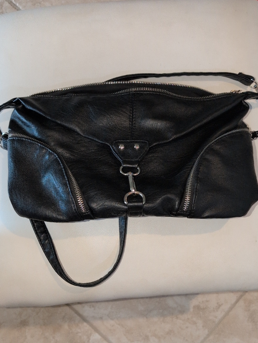 Sam Hadley Black Shoulder Bag with Silver Hardware
